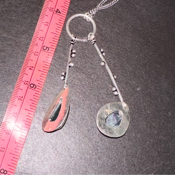 Modern Ruby Ziosite dangle multi-gem handmade statement Necklace - Picture 8 of 14